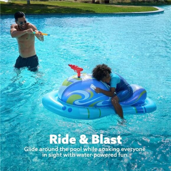 Kids Inflatable Jet Ski Pool Floats Pool Floaties with Water Guns Games‎ - Picture 3 of 7
